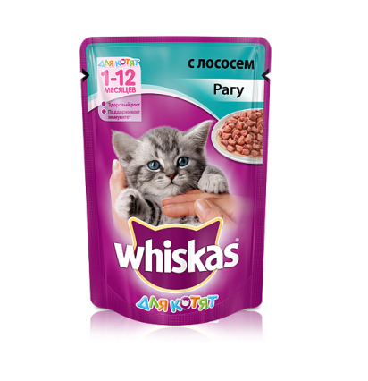 Whiskas для котят рагу с лососем 85 гр.
